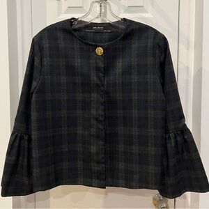 Zara Plaid Jacket with Gold Button